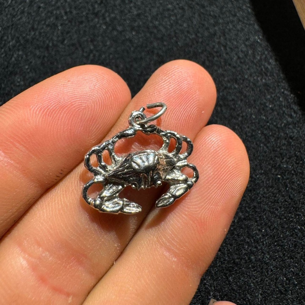 Sterling Silver Crab Charm Pendant 925 Nautical Ocean Beach Jewelry Unisex